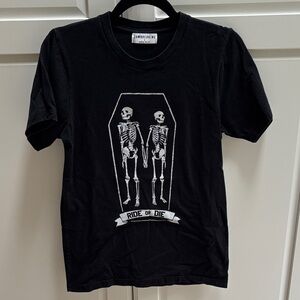 Halloween Black Skeleton Graphic Tee
